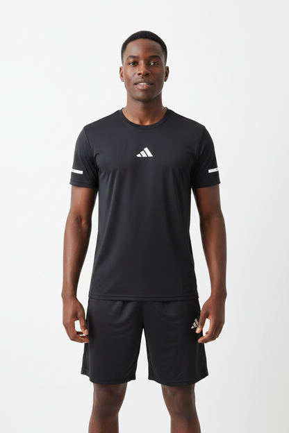 Ensemble Fitness (Adi-das) – T-shirt & Short sport Noir TSMSEF05