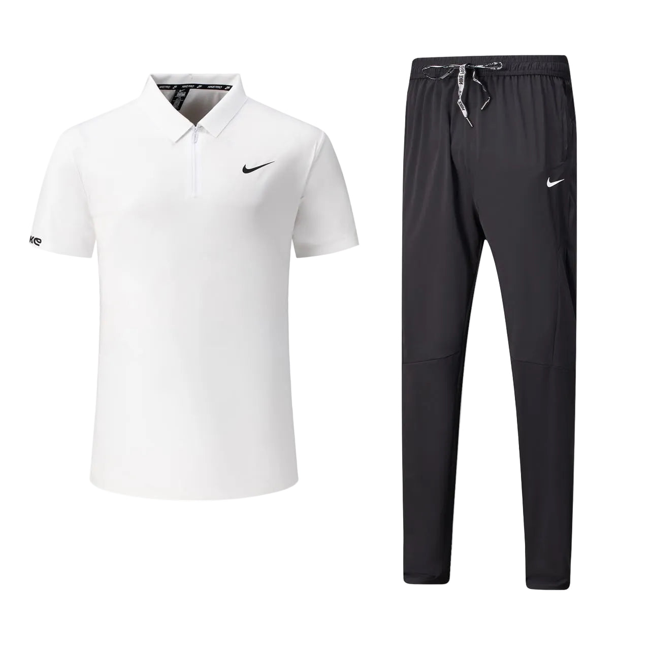 T-shirt col roulé fermeture Ni-ke et pantalon jogging avec (Noir/Blanc) TPJFMNS13