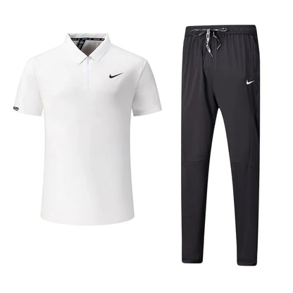 T-shirt col roulé fermeture Ni-ke et pantalon jogging avec (Noir/Blanc) TPJFMNS13