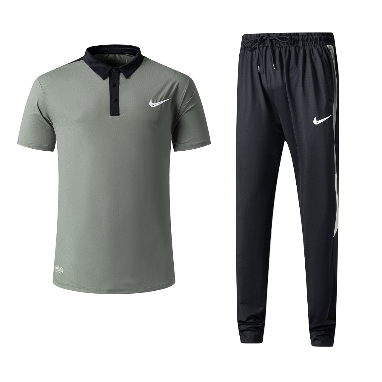 Ensemble t-shirt col roulé Nike avec pantalon jogging qualité dri-fit (Olive) TPMSN03