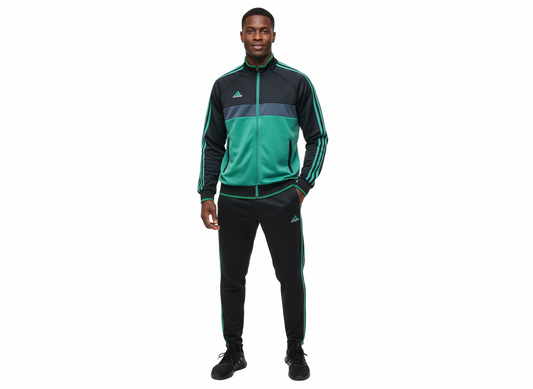 Ensemble Survêtement Loisir Adidas (noir/vert) avec fermeture