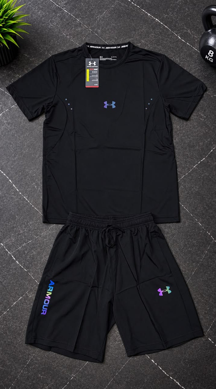 Ensemble de Sport Unisexe UA Running – T-shirt et Short Noir