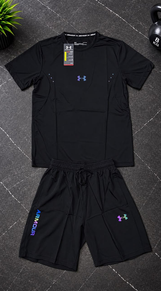 Ensemble de Sport Unisexe UA Running – T-shirt et Short Noir