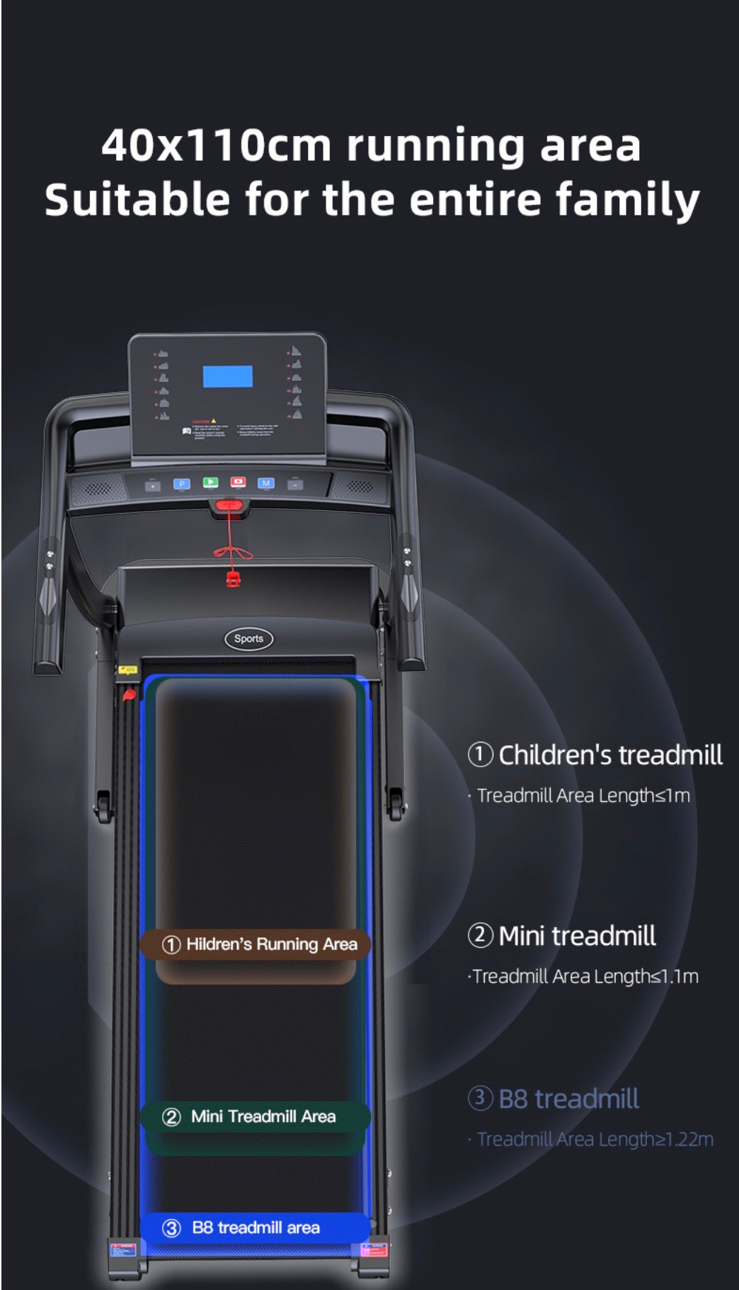 Tapis de course pliant Moteur de 2,0 CV Inclinaison manuelle à 3 niveaux KMSTPS01