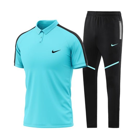 Ensemble Sport T-shirt à col roulé avec pantalon (Nike) Vert/Noir TSTP01