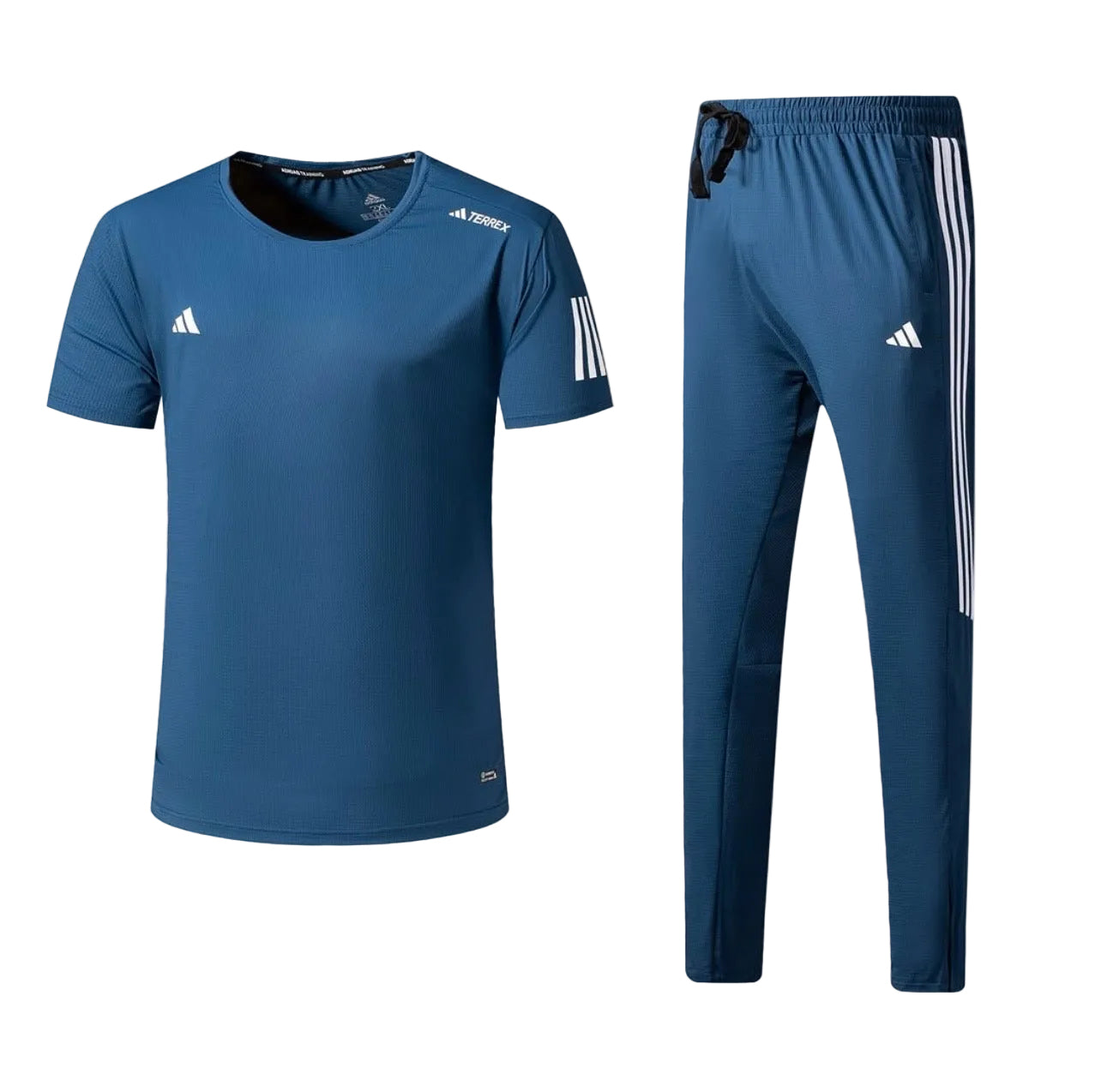 Ensemble Sport (Adi-das) – T-shirt & Pantalon Style Performance Bleu TPESMSA04