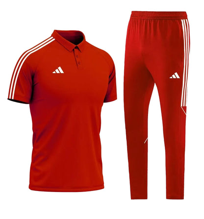 Ensemble T-shirt col roulé & Jogging Adidas (Rouge)– Style Sport Premium