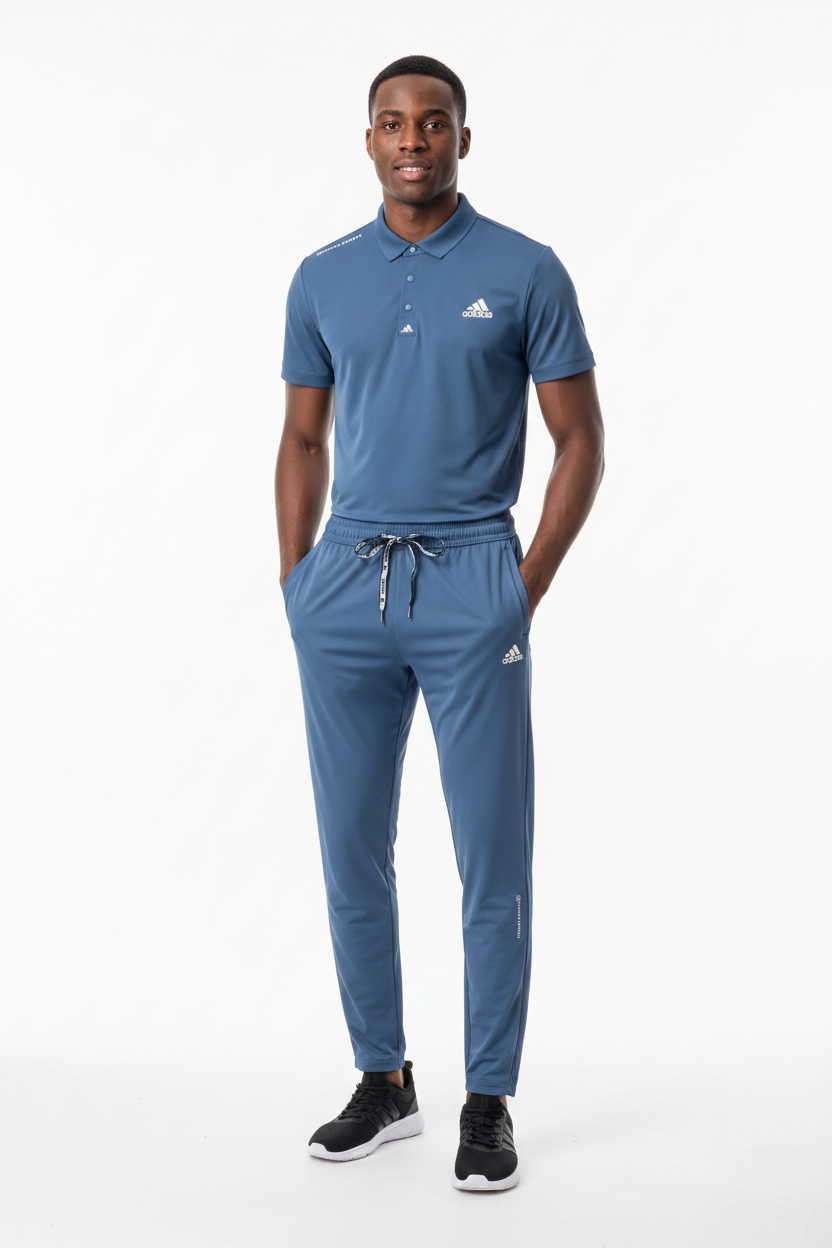 T-shirt col roulé Adi-das et pantalon jogging avec fermeture (Bleu) TPJFMAS01