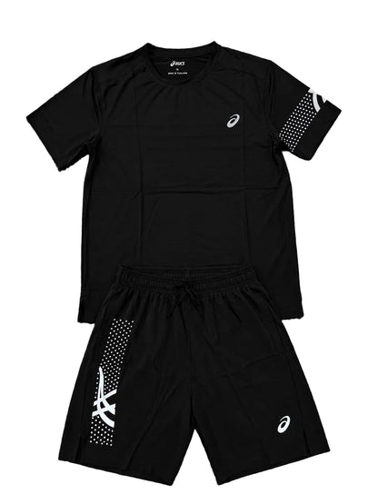 Ensemble Sport ASICS Unisexe – T-shirt et short avec fermeture Noir