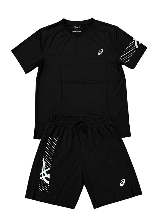 Ensemble Sport ASICS Unisexe – T-shirt et short avec fermeture Noir