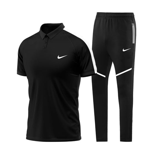 Ensemble Sport T-shirt à col roulé avec pantalon (Nike) Noir/Noir TSTP05