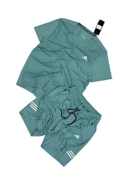 Ensemble de T-shirt et Short Unisexe Adi-das (Climalite) Sport confort Vert
