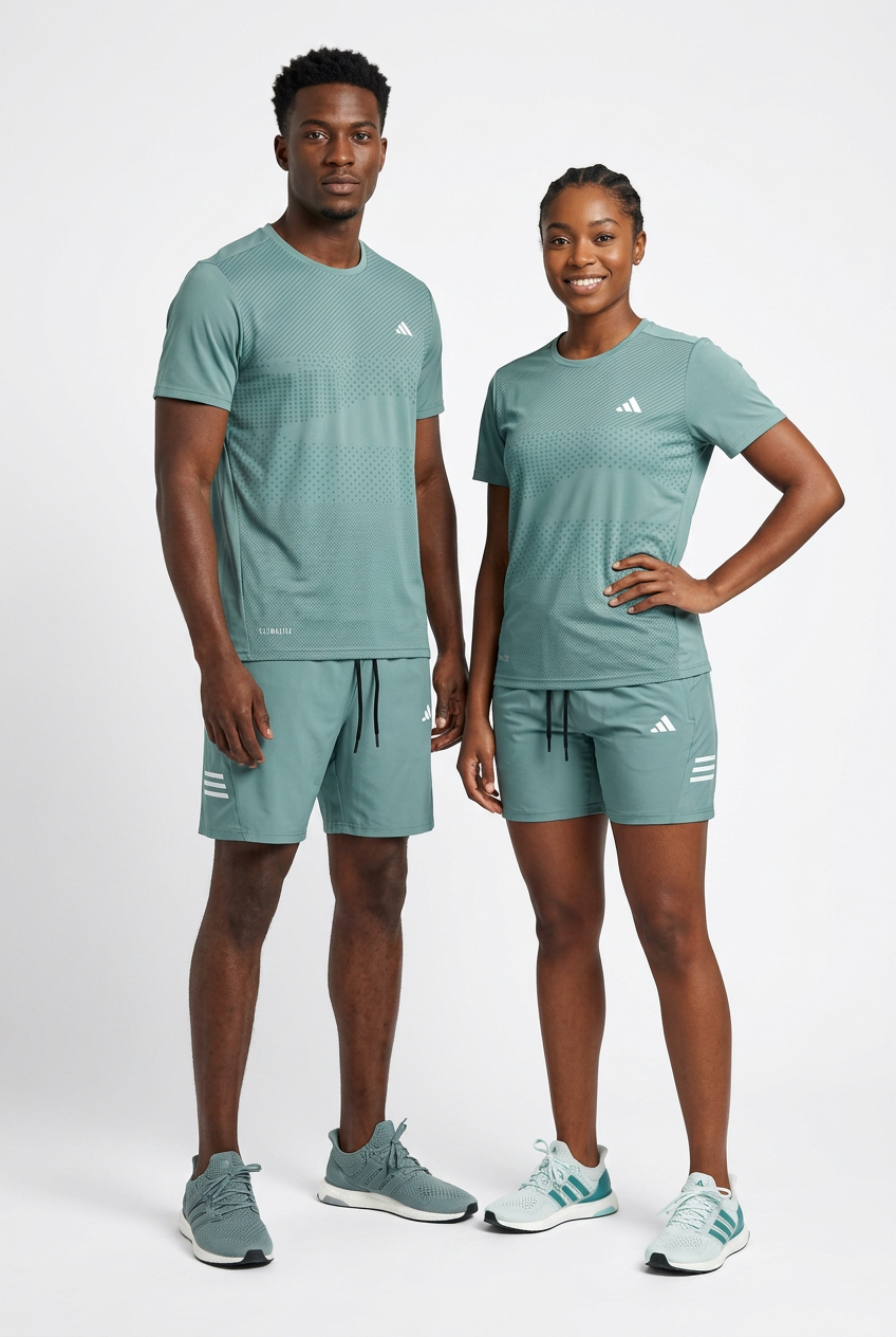 Ensemble de T-shirt et Short Unisexe Adi-das (Climalite) Sport confort Vert