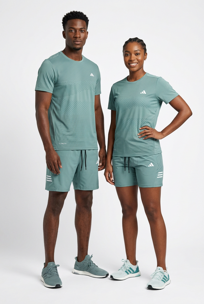 Ensemble de T-shirt et Short Unisexe Adi-das (Climalite) Sport confort Vert