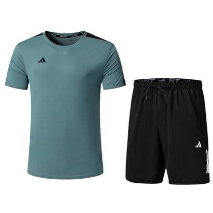 Ensemble de sport Adidas Unisexe – T-shirt & Short (Vert foncé/Noir)