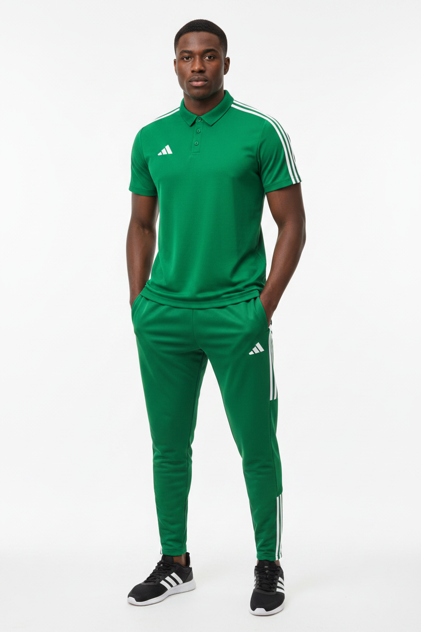 Ensemble T-shirt col roulé & Jogging Adidas (Vert)– Style Sport Premium
