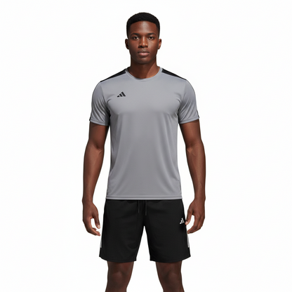 Ensemble de sport Adidas Unisexe – T-shirt & Short (Gris/Noir)
