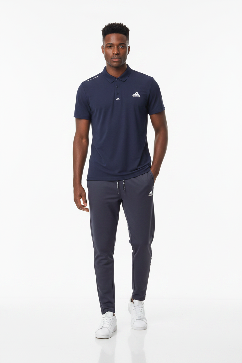 T-shirt col roulé Adi-das et pantalon jogging avec fermeture (Marine) TPJFMAS03