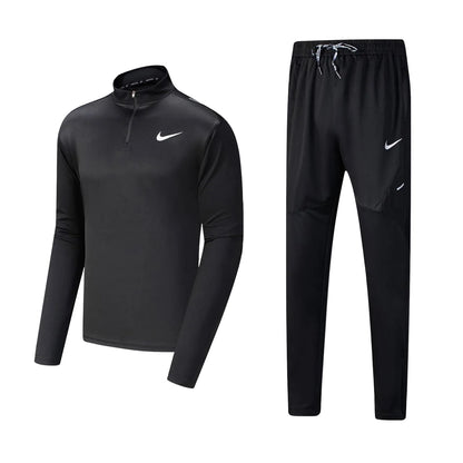 Ensemble Nike sport long manche col zippé avec pantalon jogging (Noir) MSESLMN07