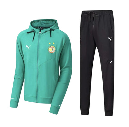 Ensemble Survêtement Senegal avec capuche (coton) (vert/noir) 2026 SMSSC01