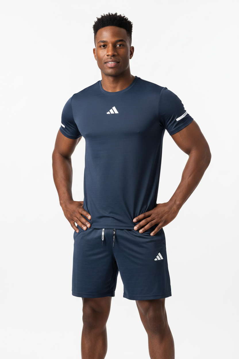 Ensemble Fitness (Adi-das) – T-shirt & Short sport Marine TSMSEF04