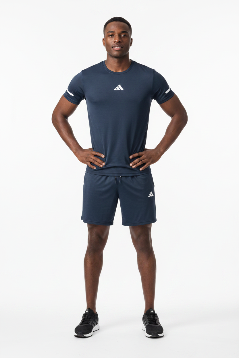 Ensemble Fitness (Adi-das) – T-shirt & Short sport Marine TSMSEF04