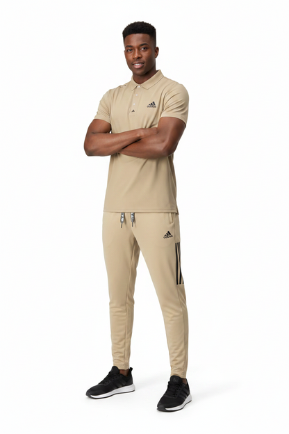 T-shirt col roulé Adi-das et pantalon jogging avec fermeture (Beige) TPJFMAS06