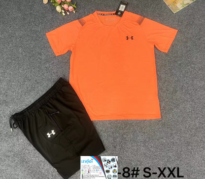 Ensemble T-shirt fitness plus short avec fermeture Under Armour (Orange/Noir) MSTSU04