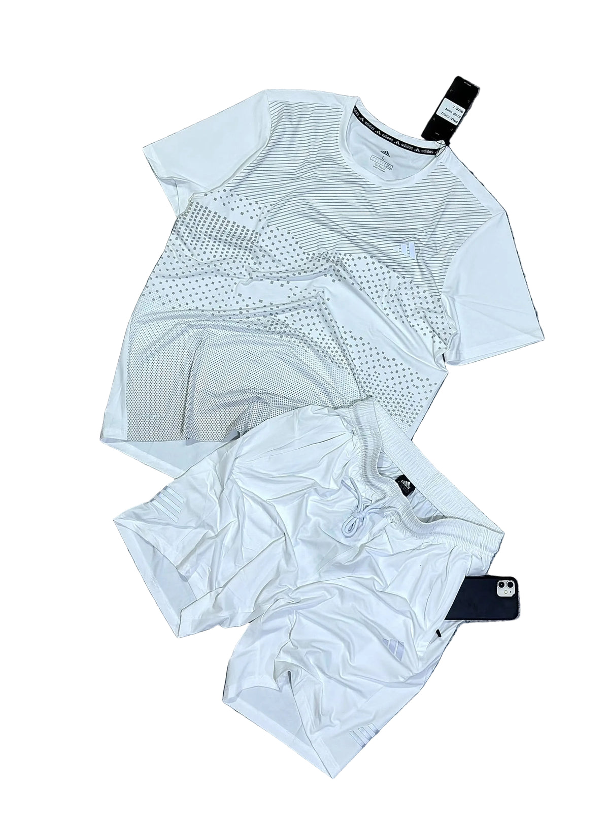 Ensemble de T-shirt et Short Unisexe Adi-das (Climalite) Sport confort Blanc