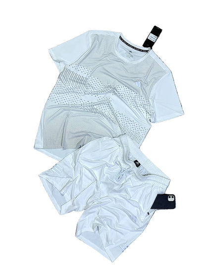 Ensemble de T-shirt et Short Unisexe Adi-das (Climalite) Sport confort Blanc