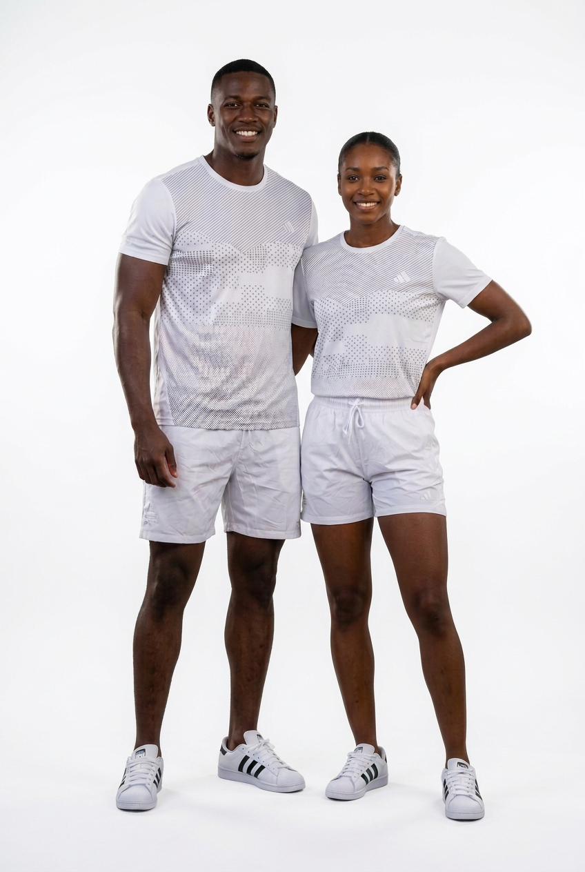 Ensemble de T-shirt et Short Unisexe Adi-das (Climalite) Sport confort Blanc