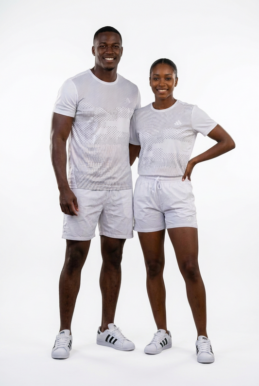 Ensemble de T-shirt et Short Unisexe Adi-das (Climalite) Sport confort Blanc
