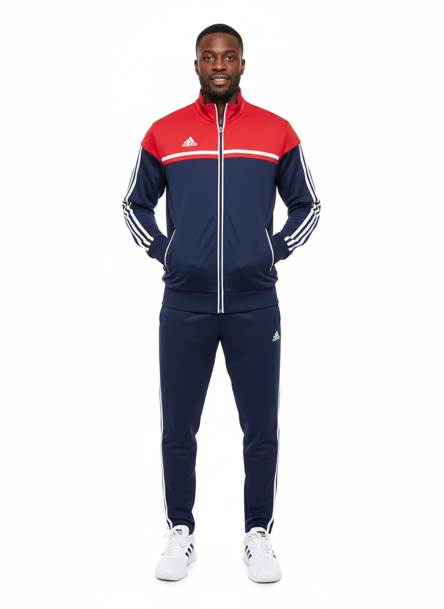 Ensemble Survêtement Loisir Adidas (Bleu/Rouge) avec fermeture