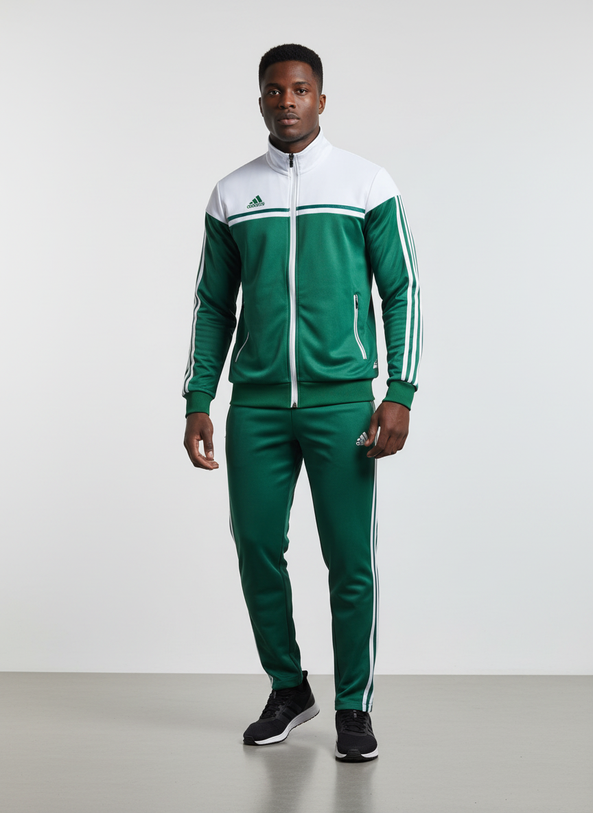 Ensemble Survêtement Loisir Adidas (Vert/Blanc) avec fermeture