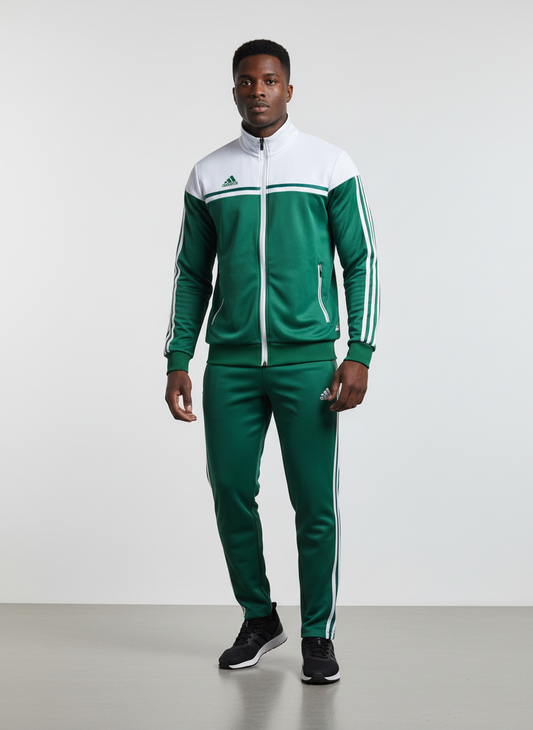Ensemble Survêtement Loisir Adidas (Vert/Blanc) avec fermeture