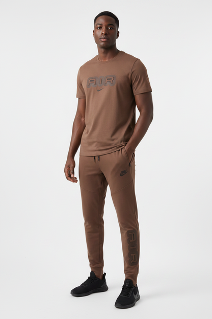 Ensemble Ni-ke AIR Coton – T-shirt & Pantalon Jogging avec fermeture Tech (Marron) TPMSCNA04