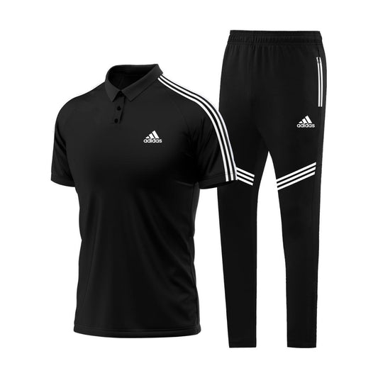 Ensemble Sport T-shirt à col roulé avec pantalon (Adidas) Noir/Noir TSTP10