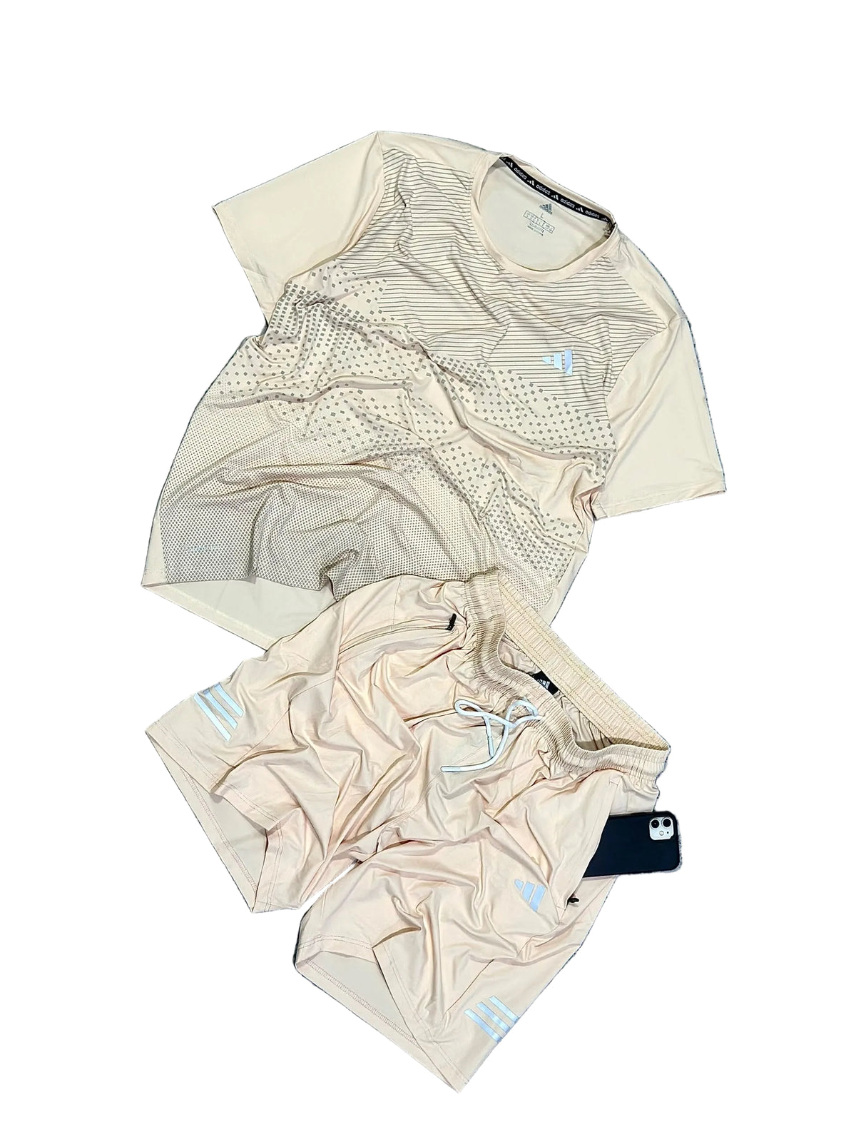 Ensemble de T-shirt et Short Unisexe Adi-das (Climalite) Sport confort Or-rose