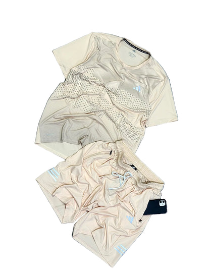 Ensemble de T-shirt et Short Unisexe Adi-das (Climalite) Sport confort Or-rose