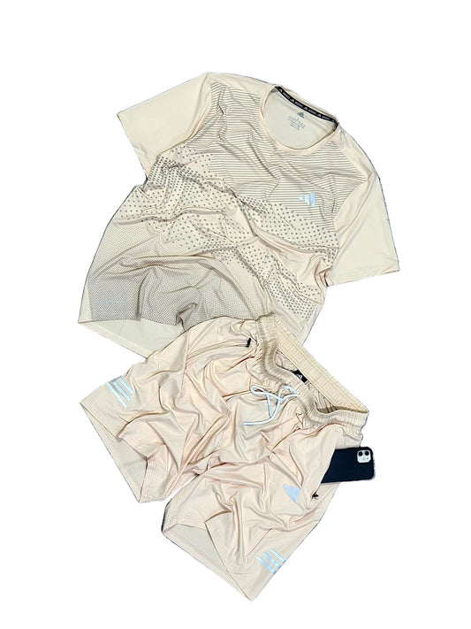 Ensemble de T-shirt et Short Unisexe Adi-das (Climalite) Sport confort Or-rose