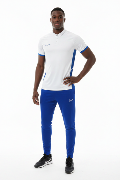 Ensemble T-shirt col roulé & Jogging Nike (Blanc/Bleu)– Style Sport Premium