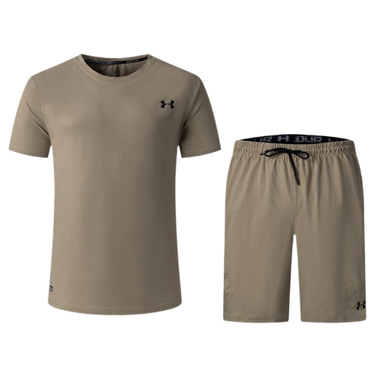 Ensemble de sport Under Armour Unisexe – T-shirt & Short (Beige)