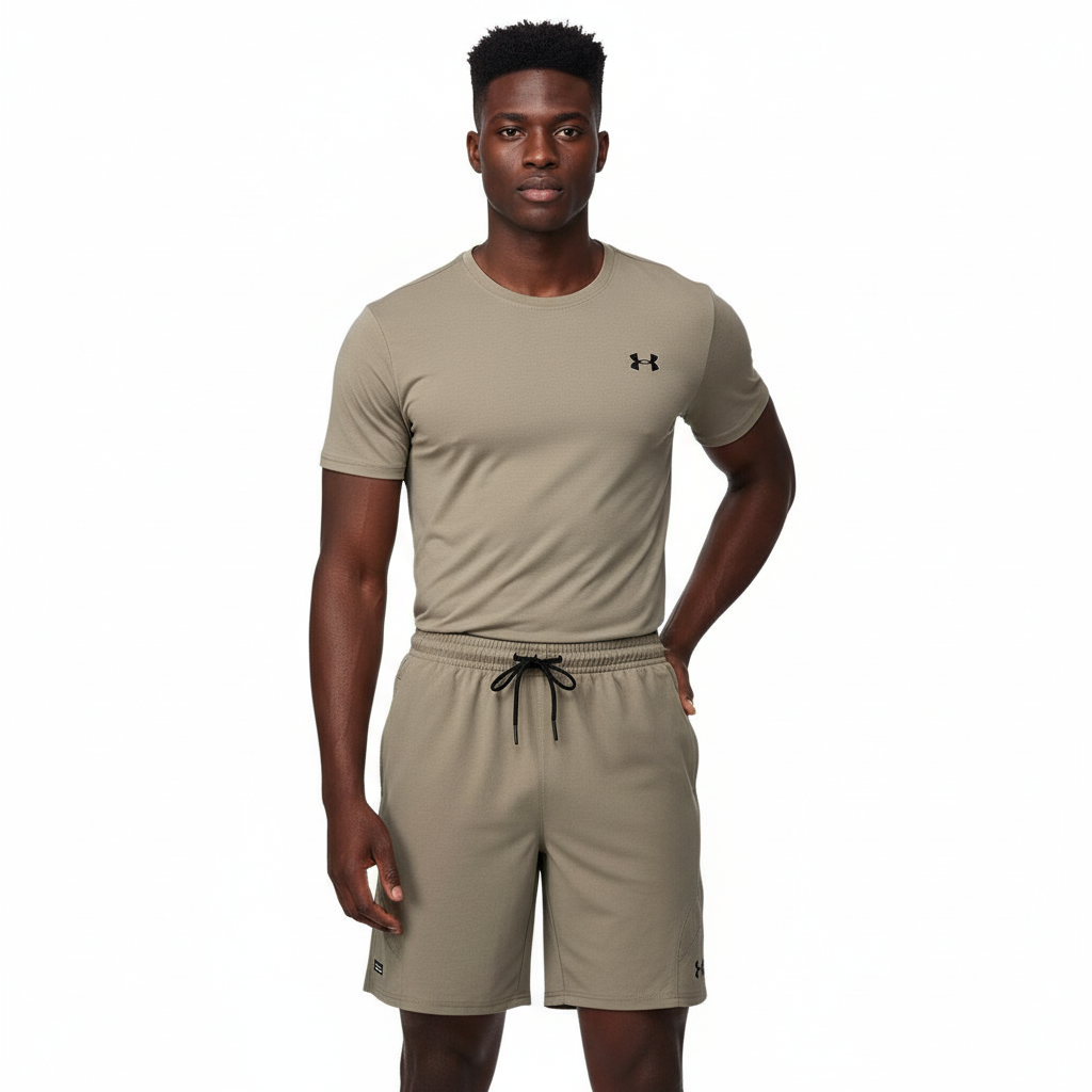 Ensemble de sport Under Armour Unisexe – T-shirt & Short (Beige)