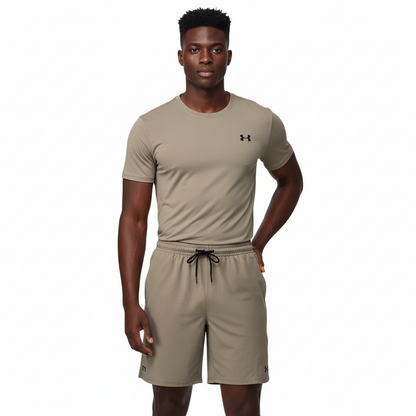 Ensemble de sport Under Armour Unisexe – T-shirt & Short (Beige)