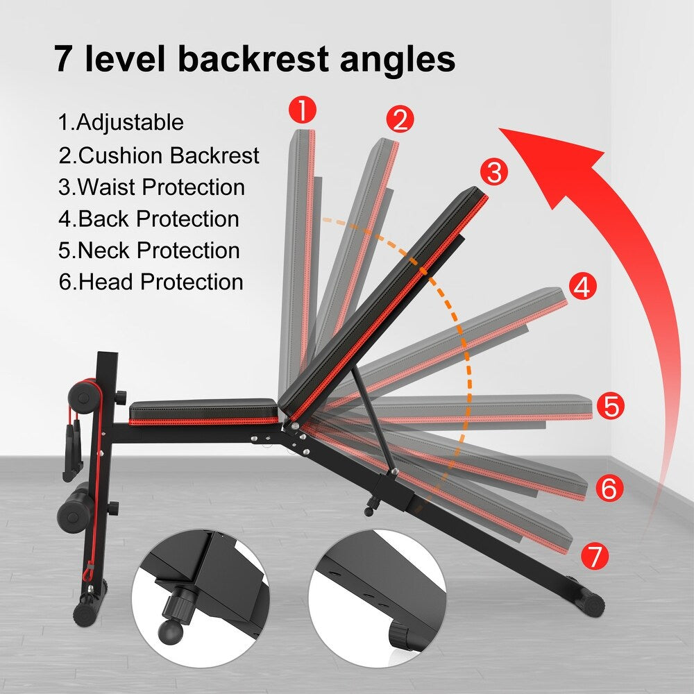 Banc de musculation réglable Ceramarble, banc d'entraînement de fitness avec 7 réglages du dos pour l'exercice complet du corps