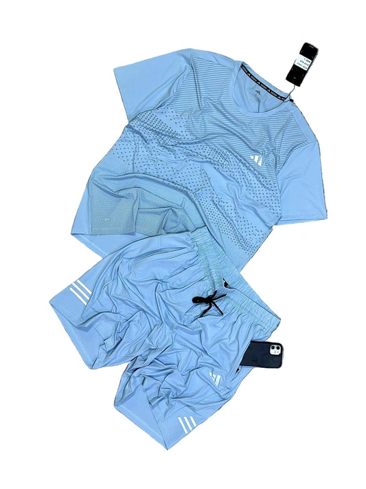Ensemble de T-shirt et Short Unisexe Adi-das (Climalite) Sport confort Bleu