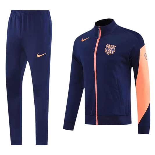 Ensemble Survêtement FC Barcelone Saison 2025-2026 (Marine/Orange) avec fermeture