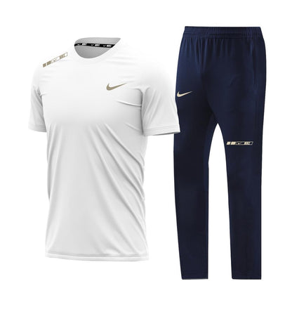 T-shirt sport + pantalon Nike avec fermeture (Blanc) MTSTPN06