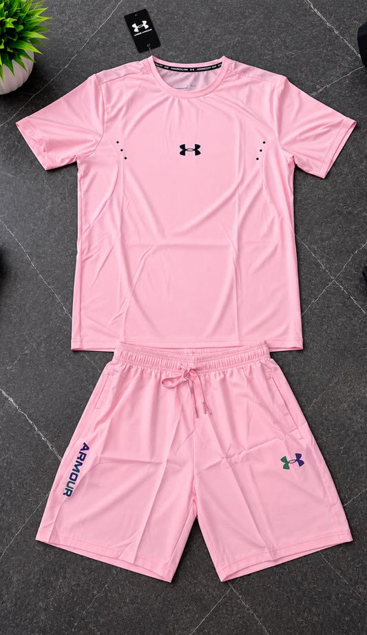 Ensemble de Sport Unisexe UA Running – T-shirt et Short Rose
