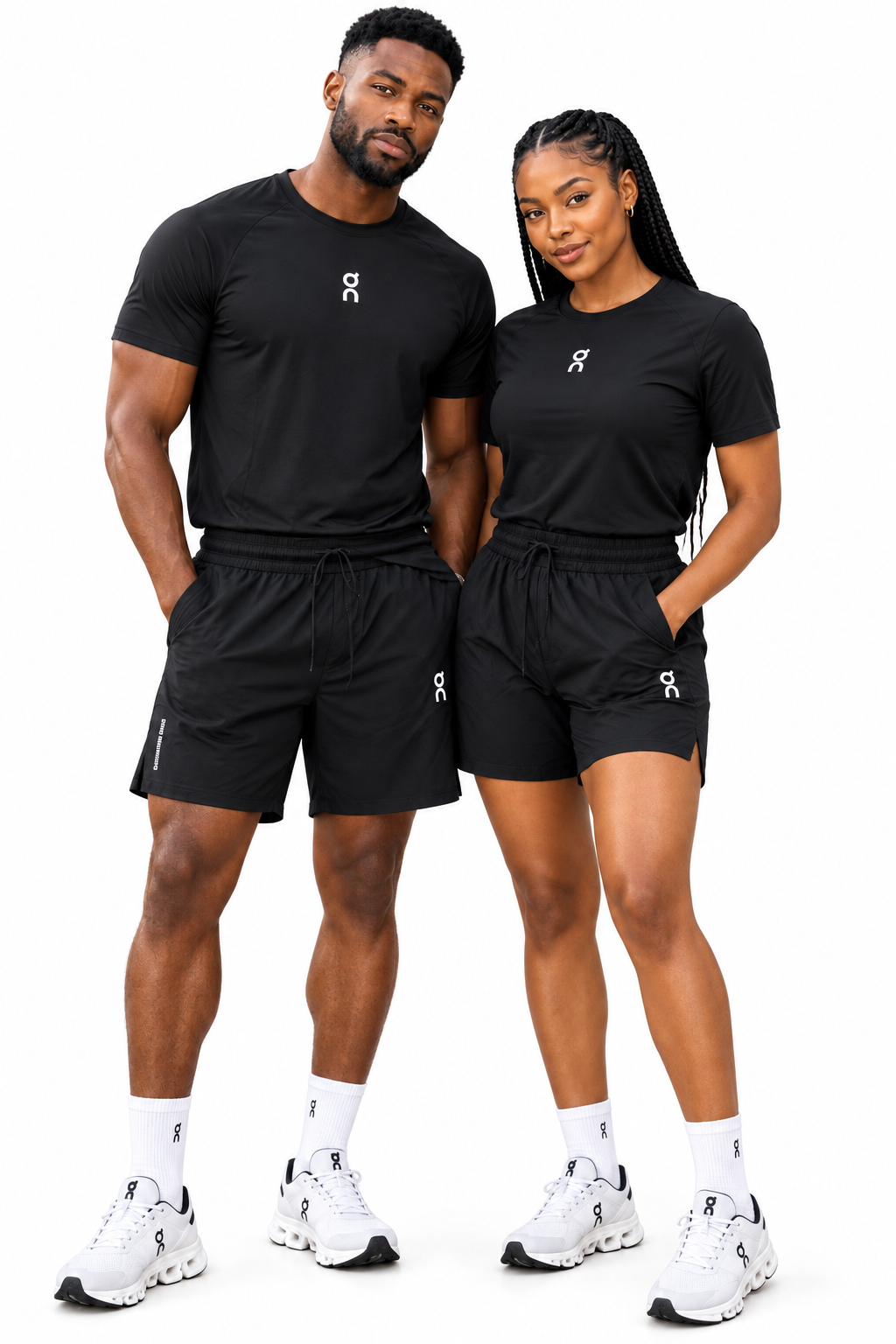 Ensemble de Sport Unisexe On Running – T-shirt et Short Noir